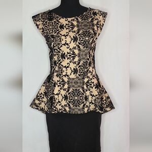 Iris Los Angeles Elegant Black And Cream Mini Dress With Lace Back. NWT
